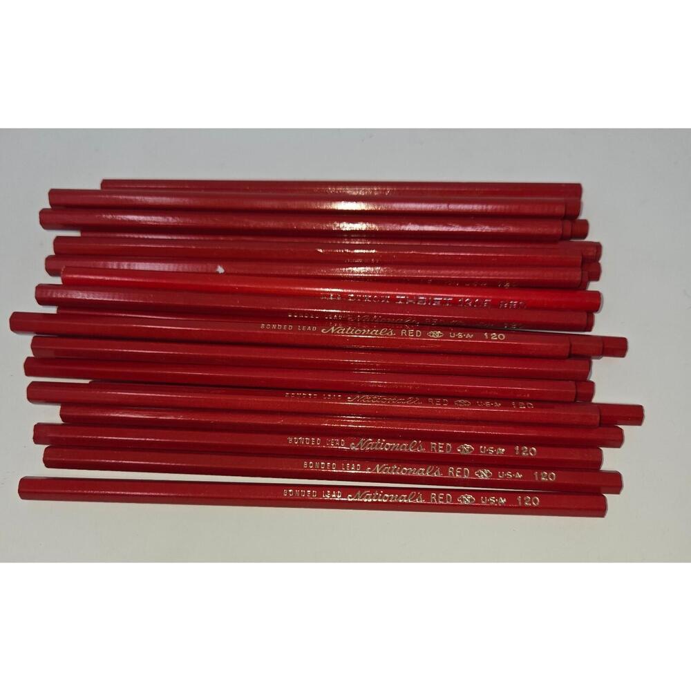 National's Pencil Co Red #120 Bonded Lead 30 Red Pencils Teacher Grading Drawing